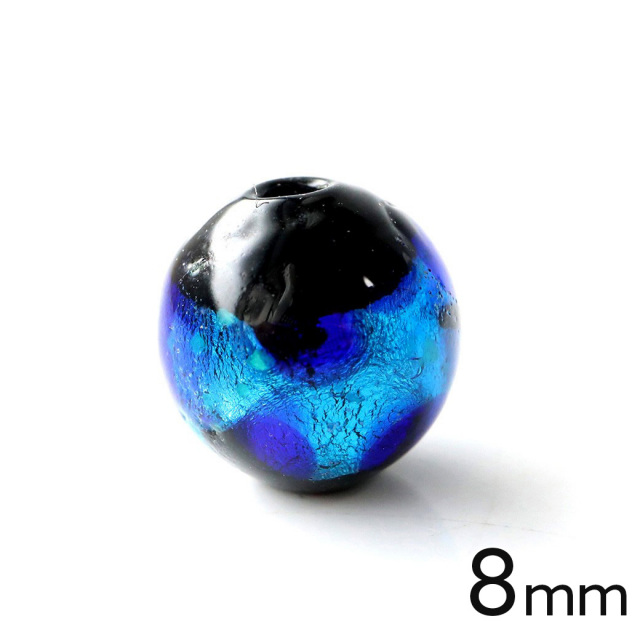 光る ホタルガラス ブルー 8mm 粒売り 1粒 とんぼ玉 青色 沖縄 琉球 お土産 typeA